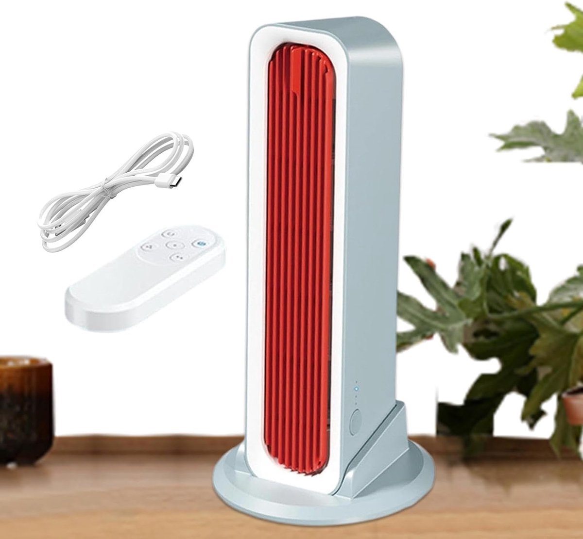 Trillingen Tower Fan | 3-snelheidstoegevoelige draadloze koeling | Towerkoelventilator nachtkastje | voor home office, studentenkamer, woonkamer, slaapkamer, bureau, nachtkastje,rood, met afstandsbediening