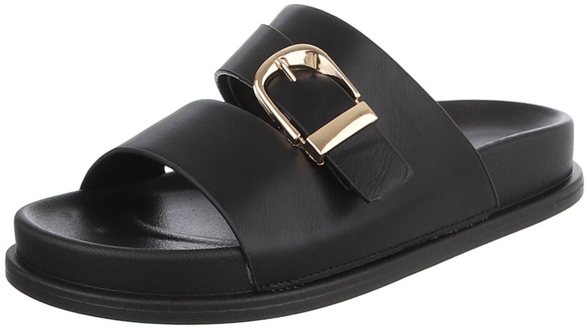 Dames slip-on sandaal met gesp en comfortabele zool Mt:40
