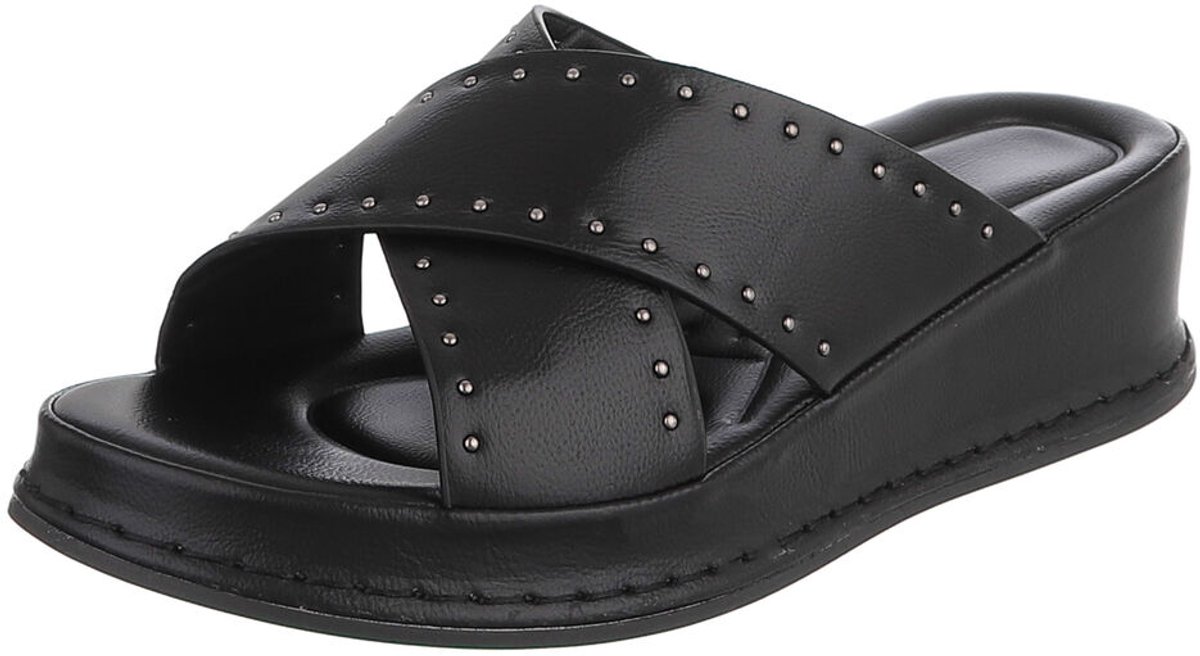 Dames sleehak slippers met studs en kruisband Mt:41