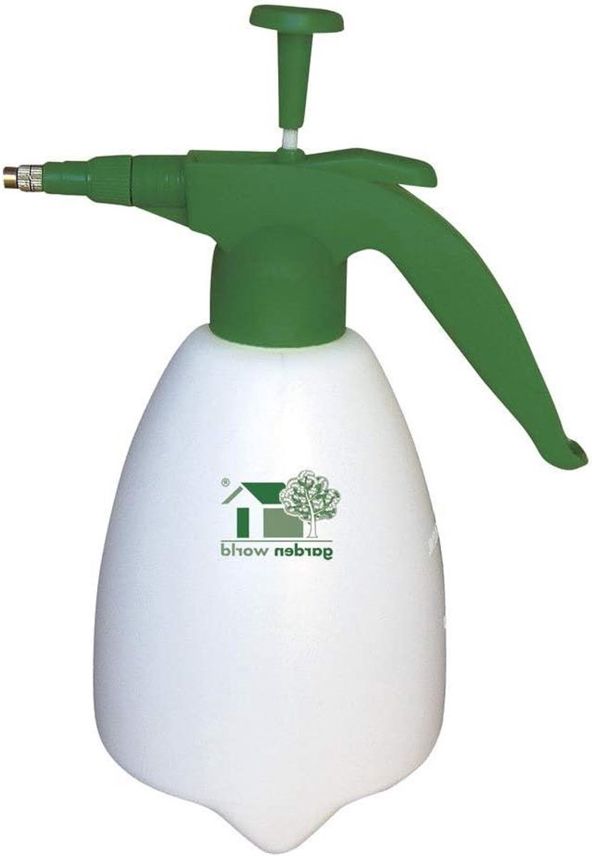 Drukpomp Tuin - Mini Pomp - Planten Water Geven - Verstelbaar Messing Mondstuk - 2 Liter Capaciteit - Wit Groen