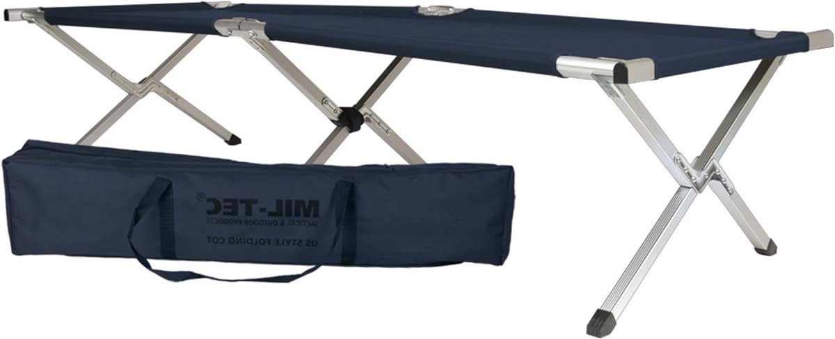 Opvouwbaar Bed - Kampeerbed Veld - Buiten Ontspannen - Robuust Aluminium Frame - 190 x 65 cm - Blauw