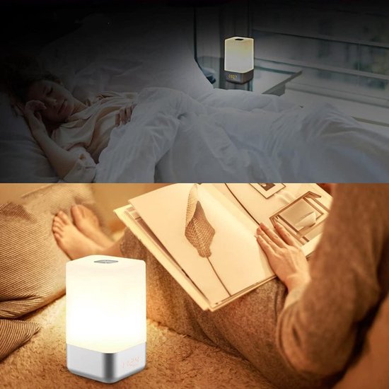 Nachtlamp met wekker - Wake-up light - Ochtendroutine verbeteren - Simuleert zonsopgang - 23.5 x 12.5 cm - Wit — afbeelding 2