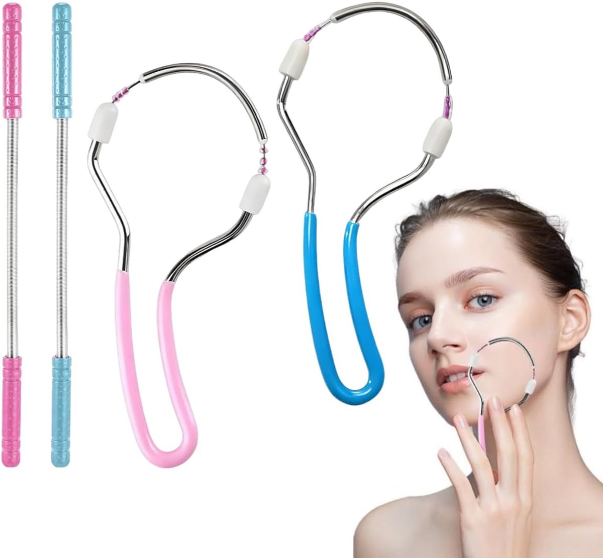 Thijox - Gezichtsontharing Veer Epilator Set van 4 Stuks - Handmatig Ontharingsgereedschap van RVS voor Dames - Klein Formaat voor Kin en Bovenlip - P
