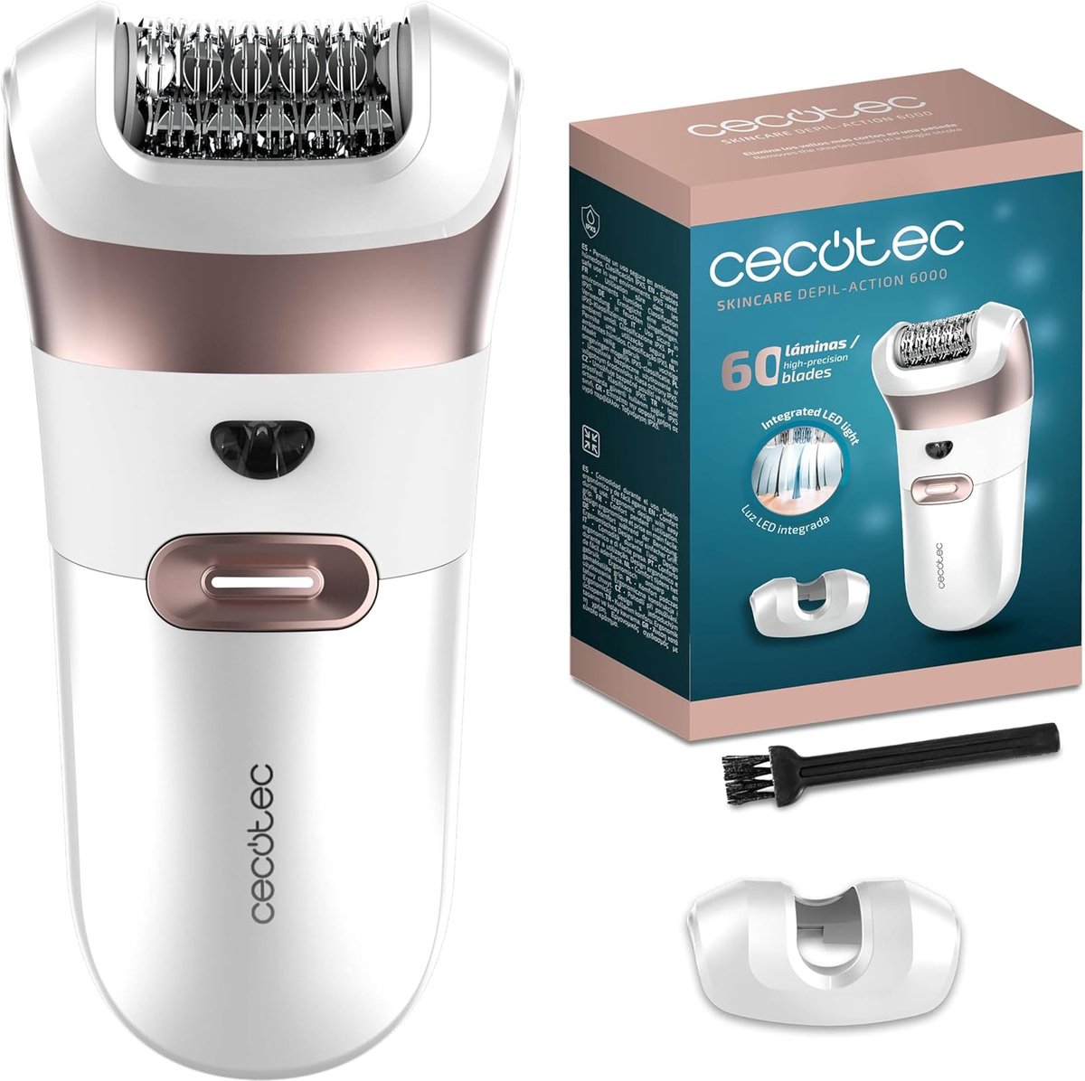 Thijox - Elektrische Epilator voor Gevoelige Gebieden, SkinCare Depil-Action 6000, 60 Lamellen, Ergonomisch Design, LED Licht, IPX5, 60 Minuten Loopti