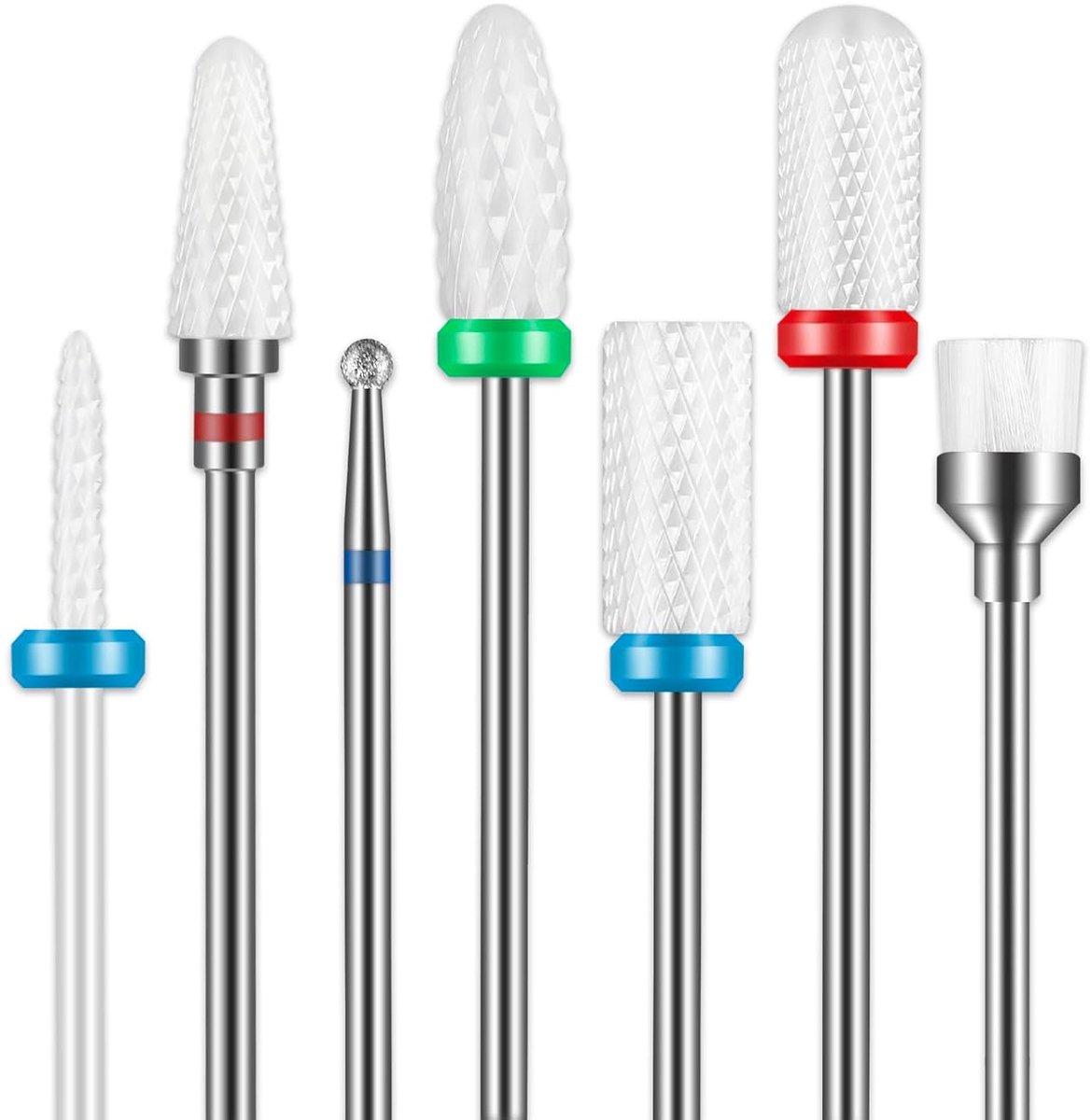 Thijox - 7pcs Keramische Nagelboorstukken voor Acryl Nagels, Professionele 3/32 inch Set voor Manicure en Pedicure, Verwijder Acryl Gel Nagels, Salon
