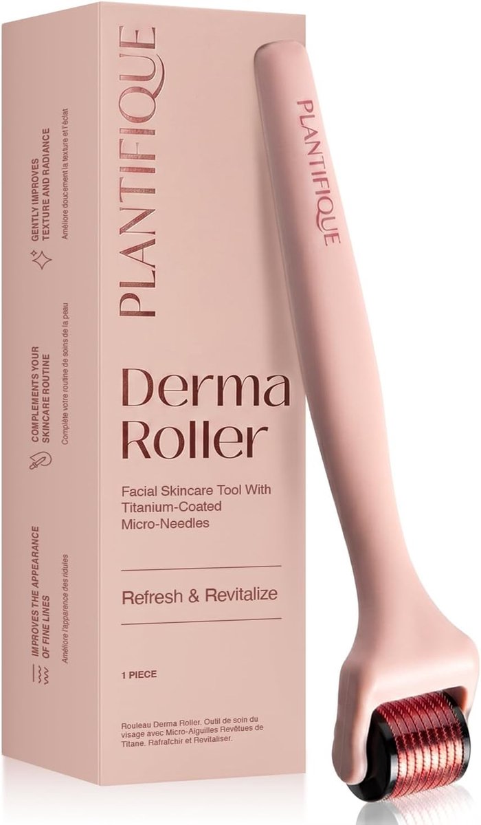 Thijox - PLANTIFIQUE Dermaroller 0,25 mm - Microneedling Roller Gezicht Baard Hoofdhuid - Titanium Naaldroller 540 Naalden - Derma Roller met Opbergca