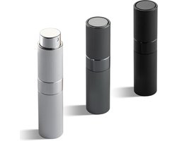 Thijox - 3x Toureal 8ml Aluminium Parfumverstuiver Set - Navulbaar, Compact, Zwart, Zilver, Diepgrijs - Ideaal voor Reizen, Feesten, Onderweg