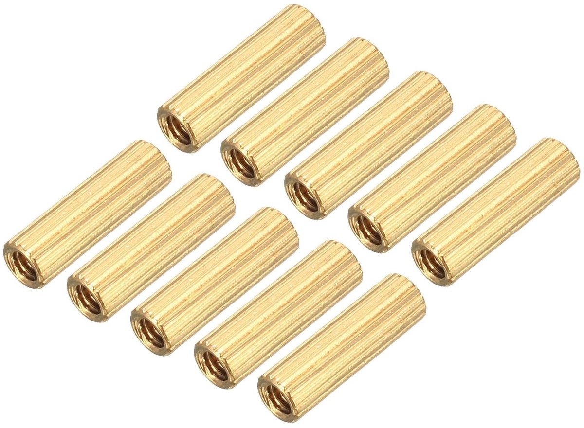 Messing Ronde Standoffs met Vrouwelijke Draad, Perfect voor Hoofdbordmontage en Elektronica (M2 x 3 x 12mm)