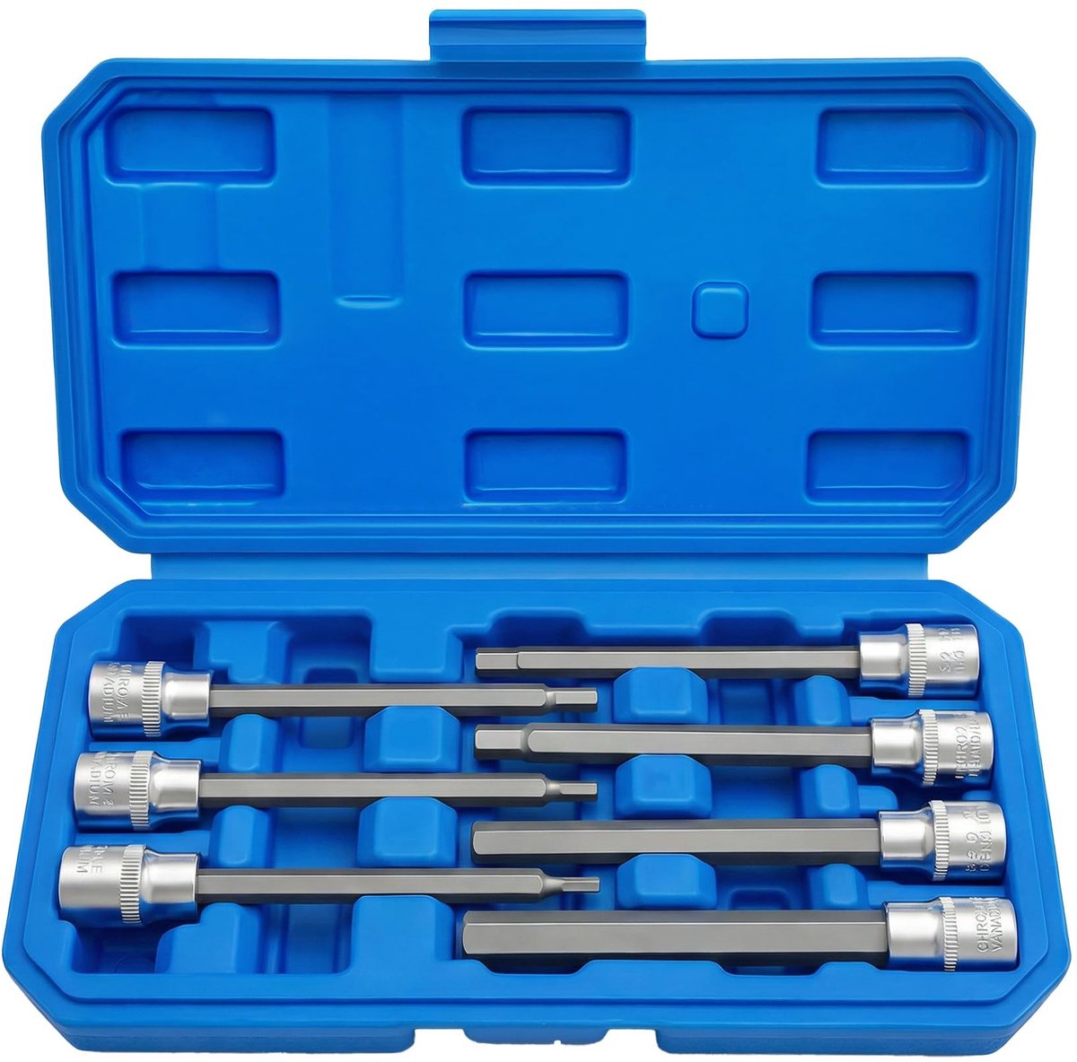 Dailygoods - 7-delige 110 mm dopsleutelset 3/8 binnenzeskant: CRV staal hex bit moeren voor auto motorfiets meubels reparatie gereedschap set voor doe-het-zelvers professionals