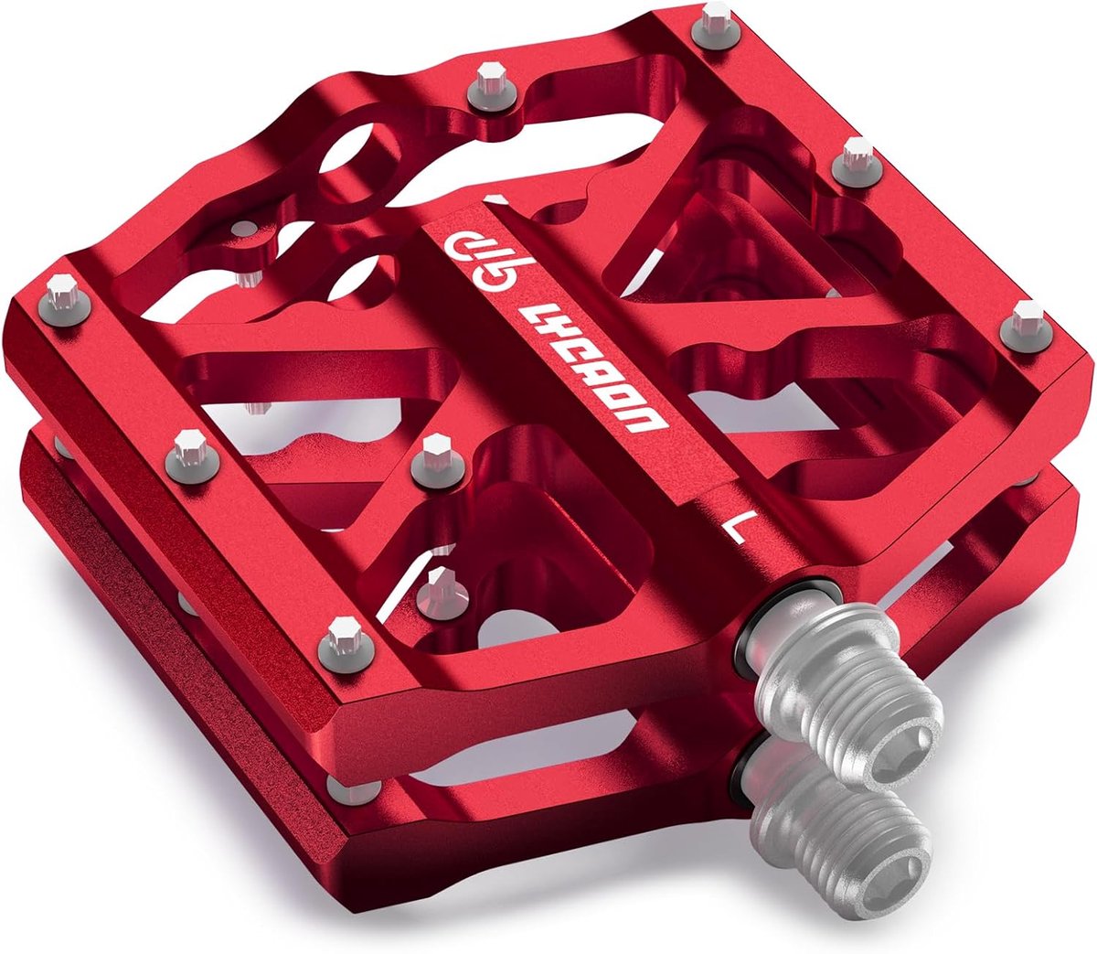 Thijox - Fietspedalen voor Racefiets en Mountainbike, Antislip MTB Pedalen met 3 Lagers, CNC Aluminium, 9/16 inch CR-MO Spindel, Rode BMX Platte Pedal