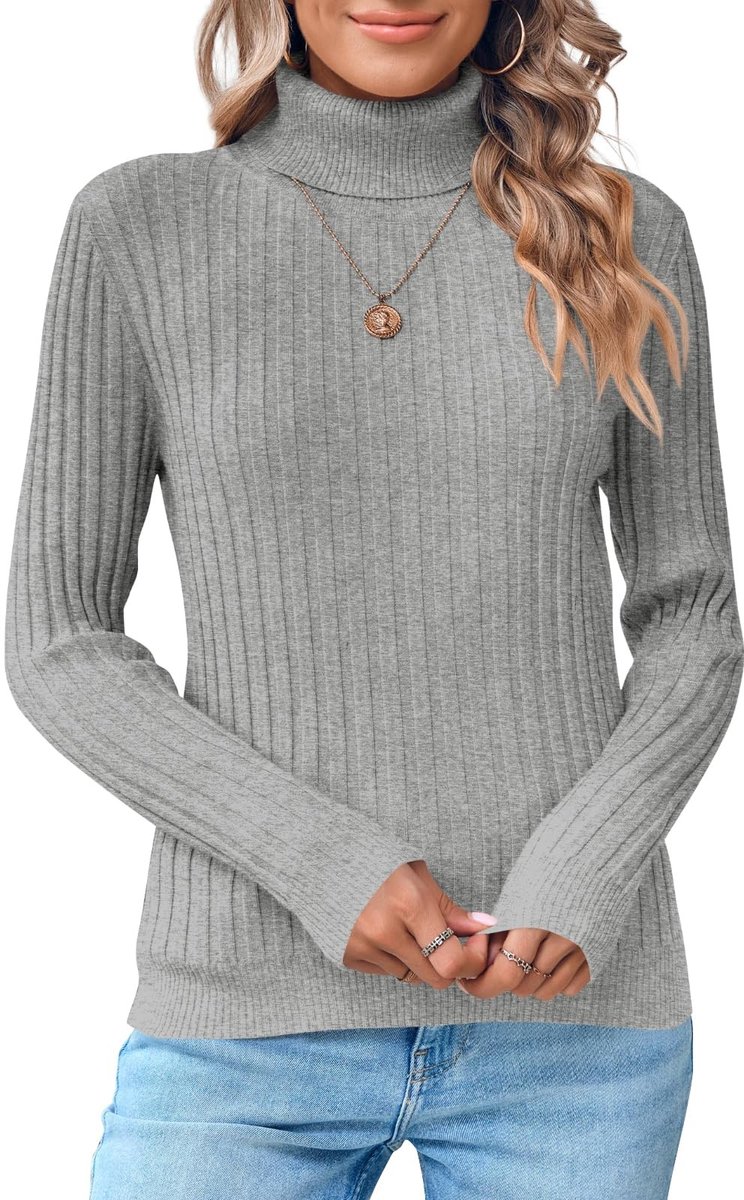 Dailygoods- Coltrui Dames Lange Mouwen - Casual Pullover - Elegante Trui - Gebreide Tops - Hoge Halsuitsnijding - Zachte, Rekbare Stof