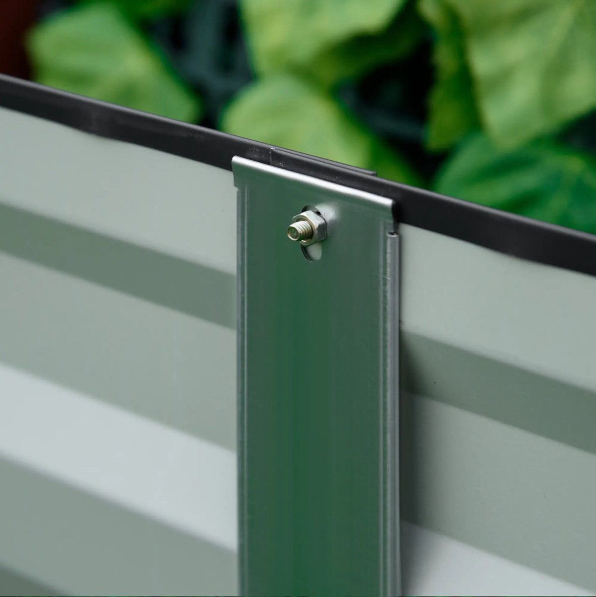 MEUNIQ Moestuinbak van staal 241 x 90,5 x 30 cm met open bodem, verhoogd hoogbeet voor buiten, kruidenbak en plantenbak voor tuin of terras, grijs