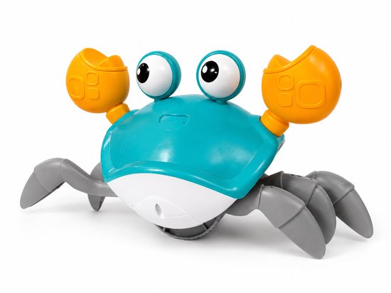 ZoeZo Lopende Krab Bewegend Speelgoed - Sensorisch - Montessori - Motoriek - Leren kruipen - Met Muziek en Licht - Tummy Time Kinderspeelgoed - Voor Baby en Peuter - Blauw van ZoeZo Design — afbeelding 2