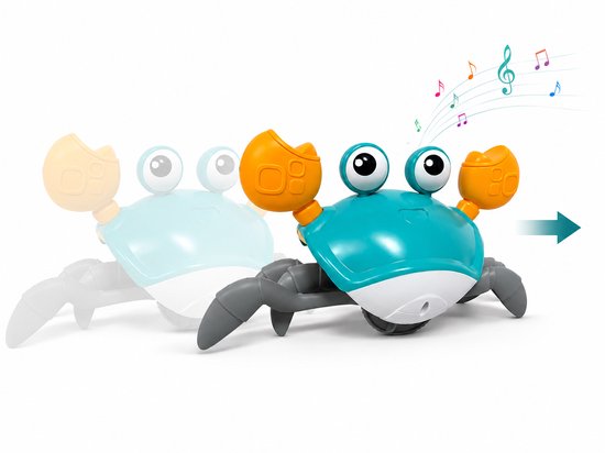 ZoeZo Lopende Krab Bewegend Speelgoed - Sensorisch - Montessori - Motoriek - Leren kruipen - Met Muziek en Licht - Tummy Time Kinderspeelgoed - Voor Baby en Peuter - Blauw van ZoeZo Design — afbeelding 4