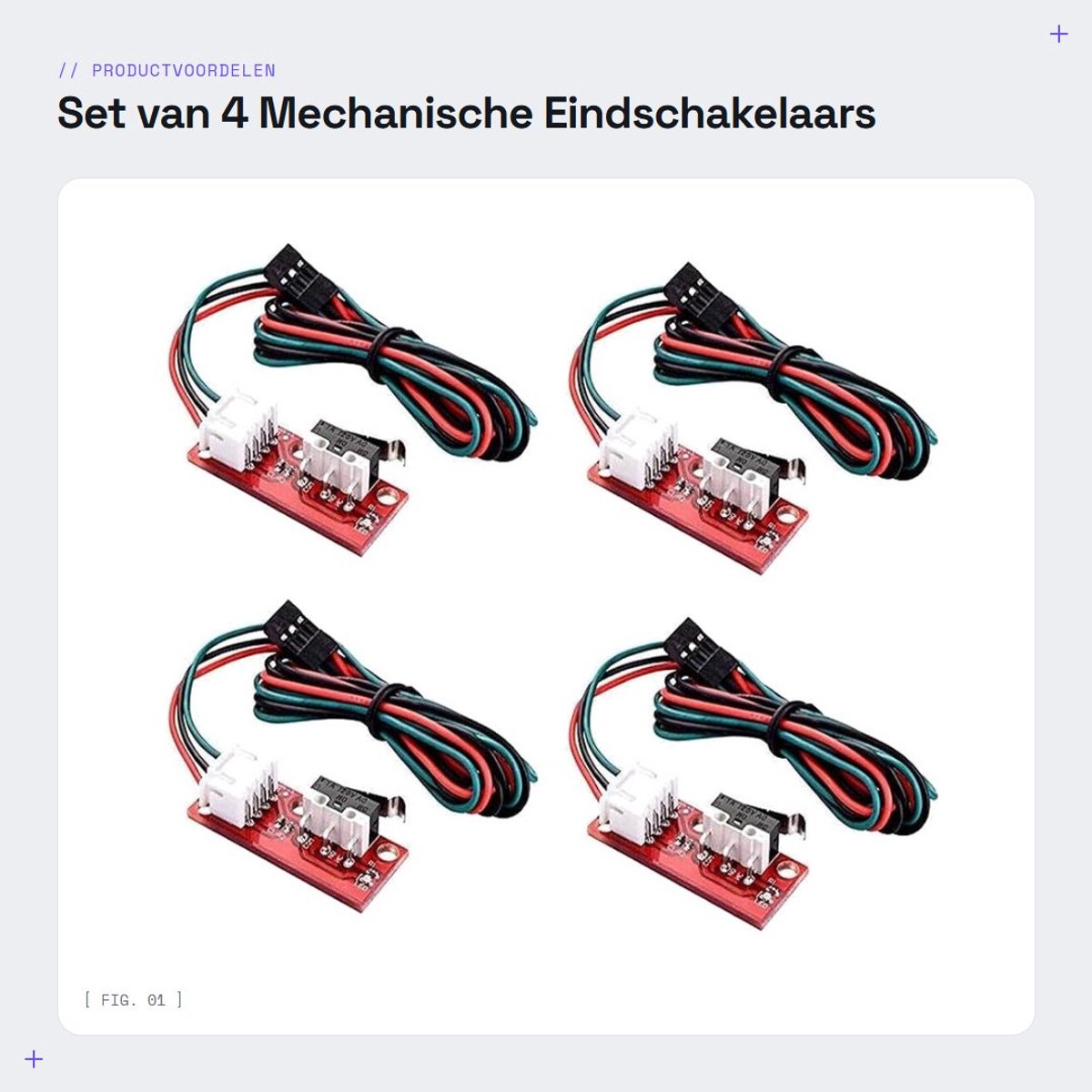 Dailygoods- Eindschakelaar 4 Stuks - Mechanische Eindschakelaar - LED-indicator - 3-Pins Kabel - 22 AWG Draad - 2 A Stroom, 300 V Spanning - Schakelaar