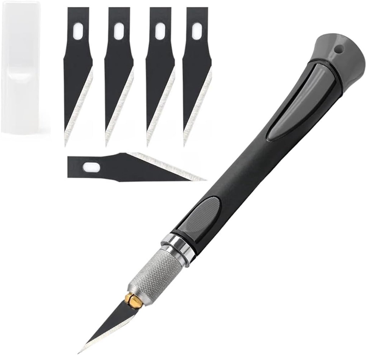 Thijox - Knutselmes Scalpelset - Precision Carving Craft Messenset met 5 Messen, Ergonomische Handgreep, Hoogwaardig Koolstofstaal, Voor Kunst, Hobby,