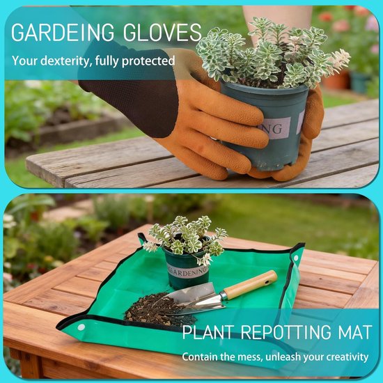 Thijox - Hoogwaardige 9-delige tuingereedschapsset van roestvrij staal met ergonomische handgrepen, antislip, duurzame opbergtas, perfect tuincadeau v van Thijox — afbeelding 3