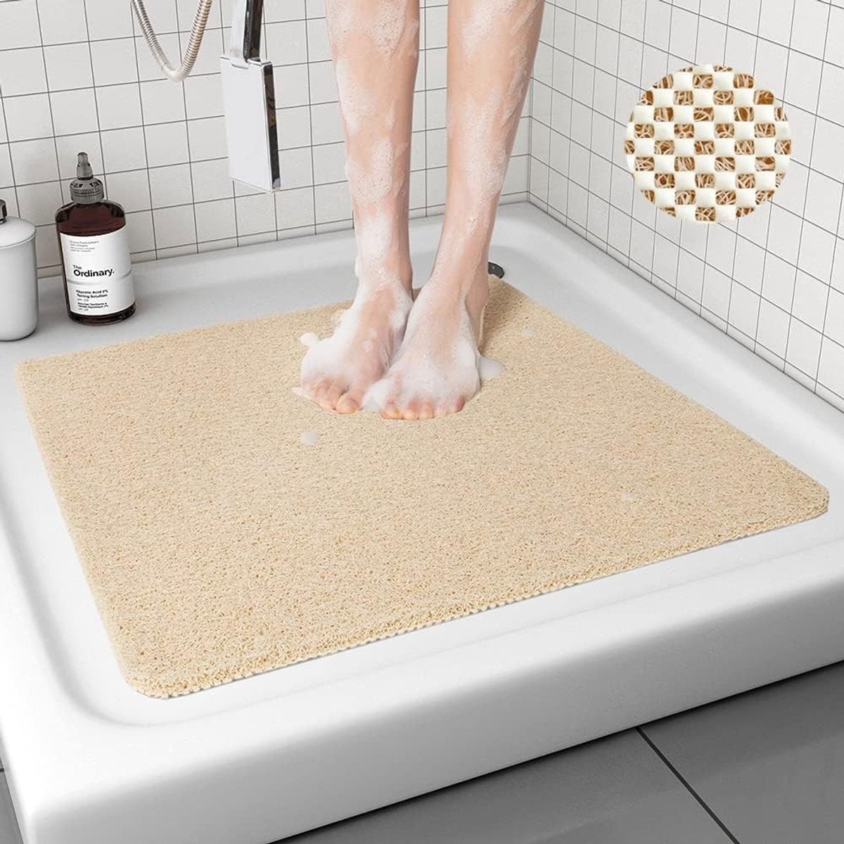 Dailygoods- Douchemat Antislip - Vierkante Douchemat 70 x 70 cm - Slijtvast - Schimmelbestendig - Duurzaam - Milieuvriendelijk - Badmat