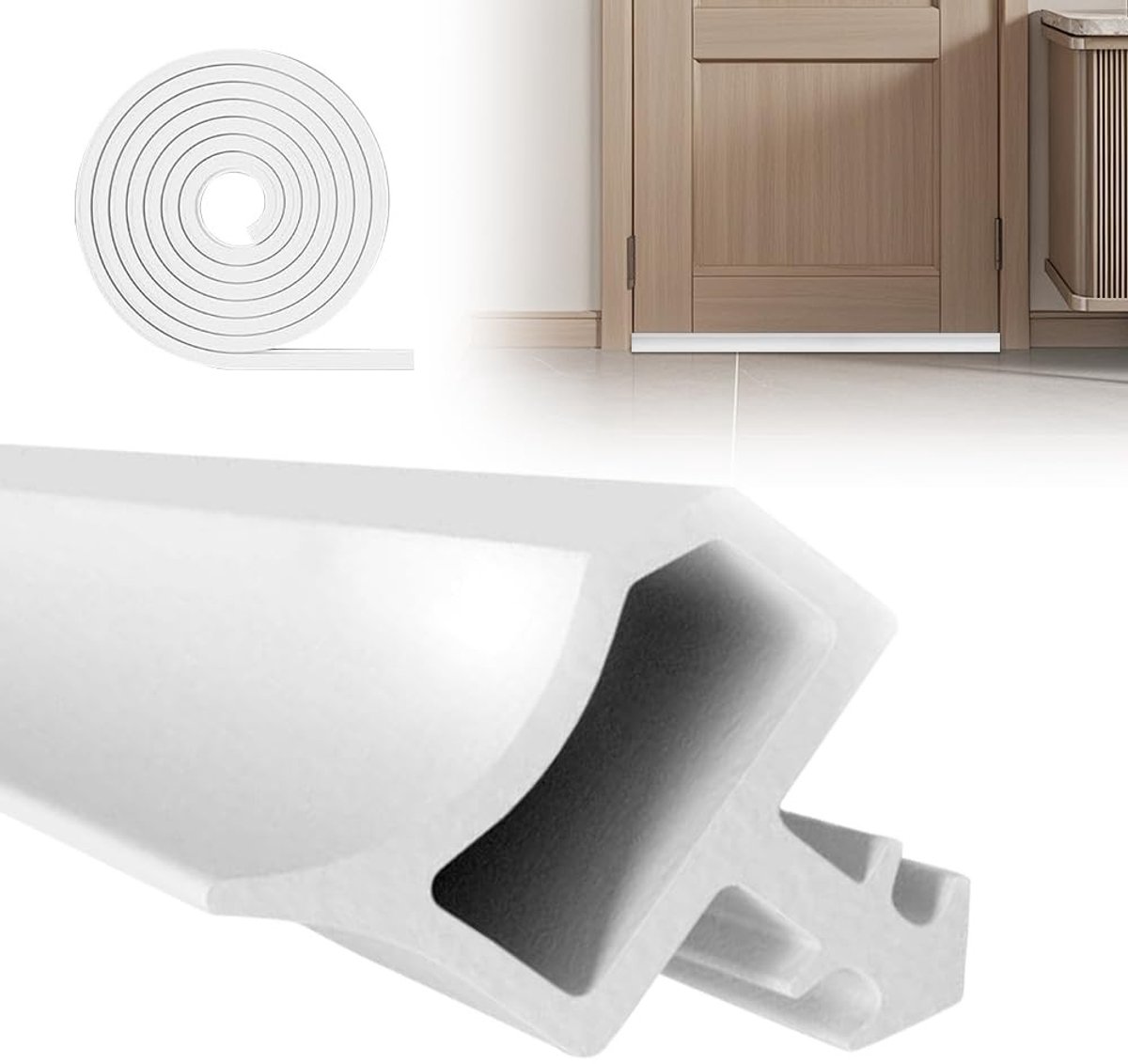 Dailygoods- Deurrubber Zelfklevend - Geluidsisolatie - PVC Materiaal - 4mm Groefbreedte - 7mm Groefdiepte - 12mm Opstand - Deurseal