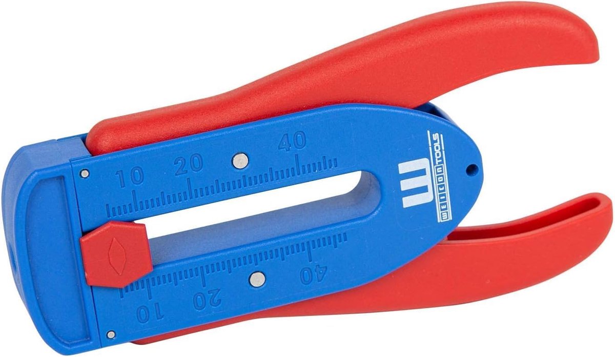 SnelShoppen - Precisiestripper S voor Fijne Geleiders en Draden, Rood/Blauw, Strippen 0,12 mm tot 0,8 mm, Professioneel Gereedschap voor Elektriciens