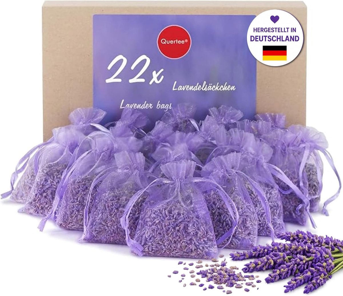 Thijox - 22x6g Lavendelzakjes Geurzakjes - Natuurlijk Geurende Lavendel voor Kledingkast, Bescherming tegen Motten, Ontspanning en Slaap