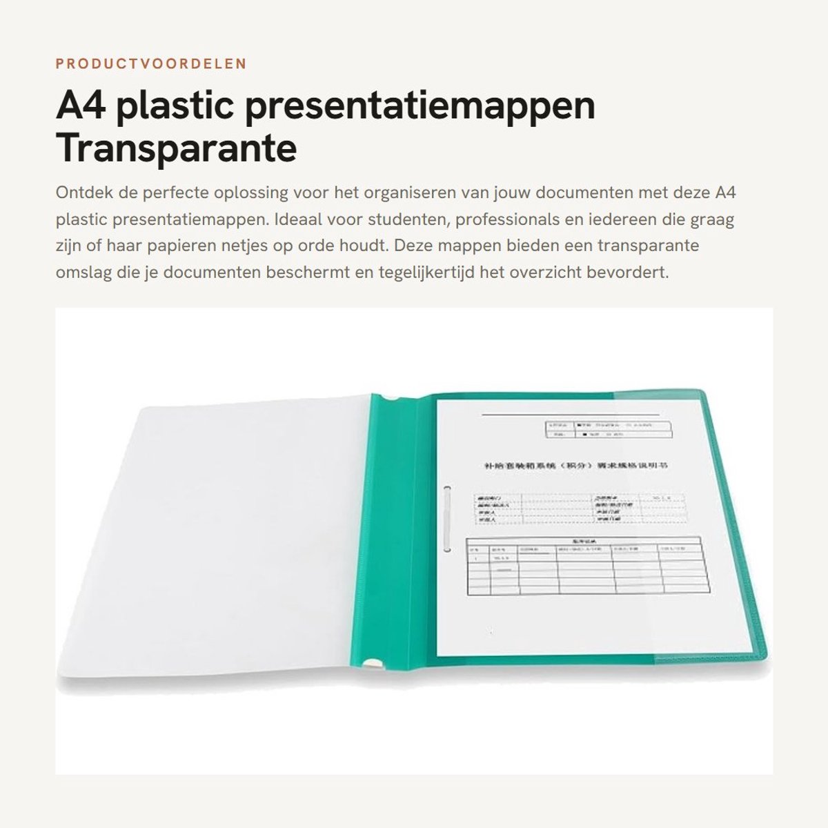 Dailygoods- Presentatiemappen 24 stuks - A4 Plastic - Transparante Omslag - Documentbestanden - Kantoordocumenten - 31 x 23 cm - Duurzaam Materiaal - Documentmappen