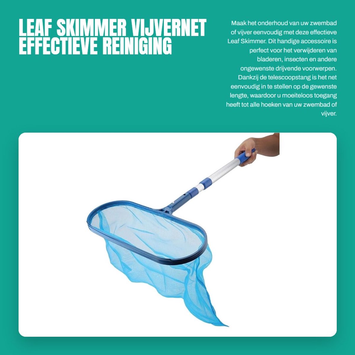 Dailygoods - Leaf Skimmer - Vijvernet - Effectieve reiniging - Telescoopstang - Pool net - Geschikt voor zwembad en vijver