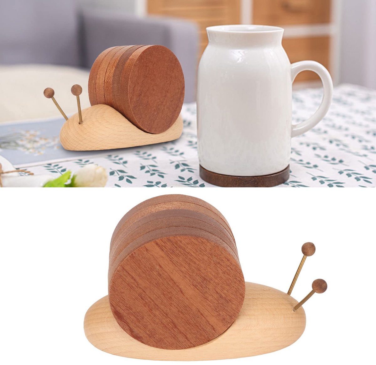 Dailygoods- Onderzetters Hout - Onderzetters Set - Onderzetters met Magneet - Multifunctionele Onderzetters - Decoratieve Onderzetters - Duurzaam en Milieuvriendelijk - Coaster