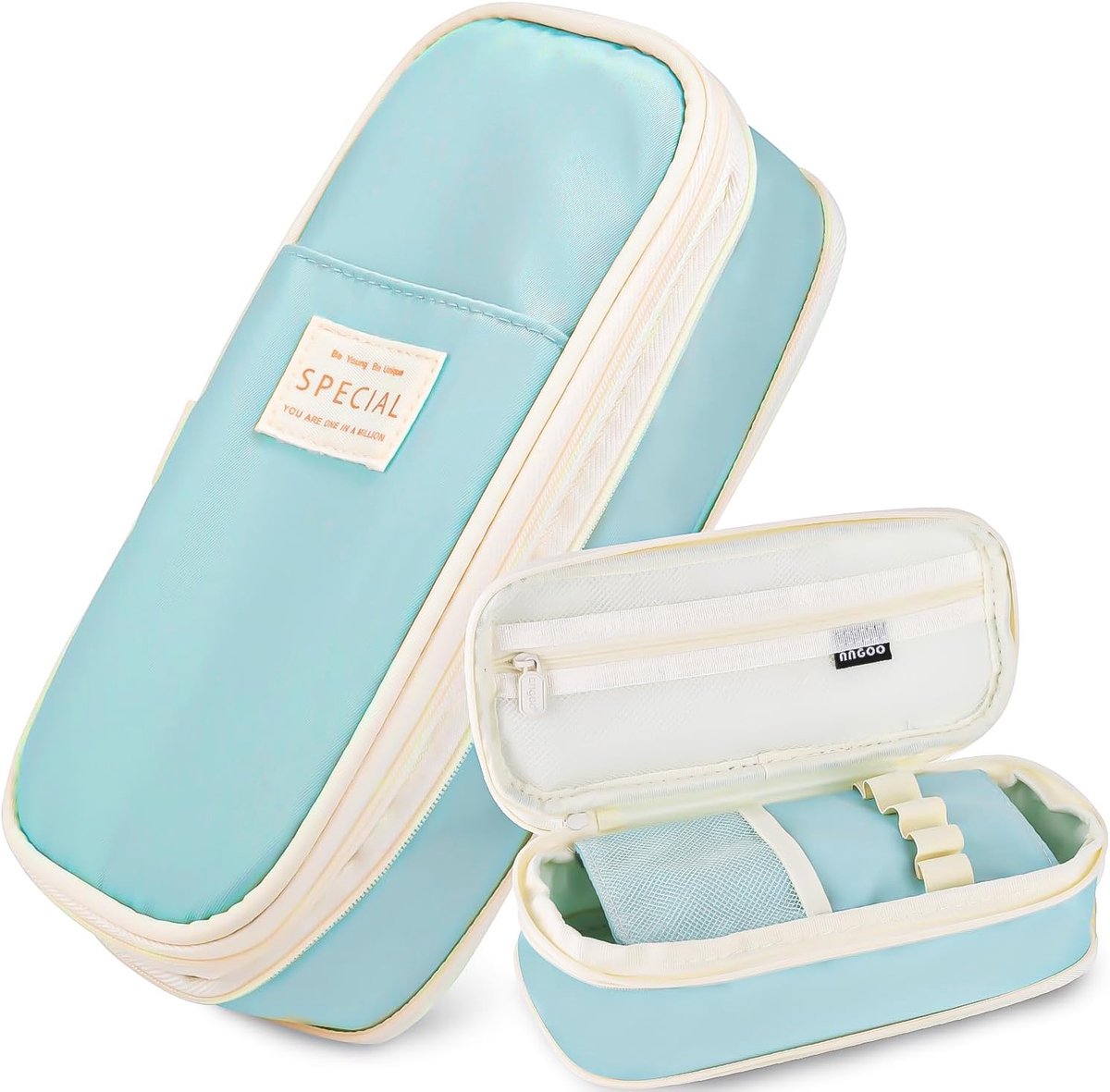 SnelShoppen - Grote Capaciteit Esthetische Pennenbak voor Meisjes en Volwassenen, Blauw, Cute, Ideaal voor Scholen en Creatieve Projecten