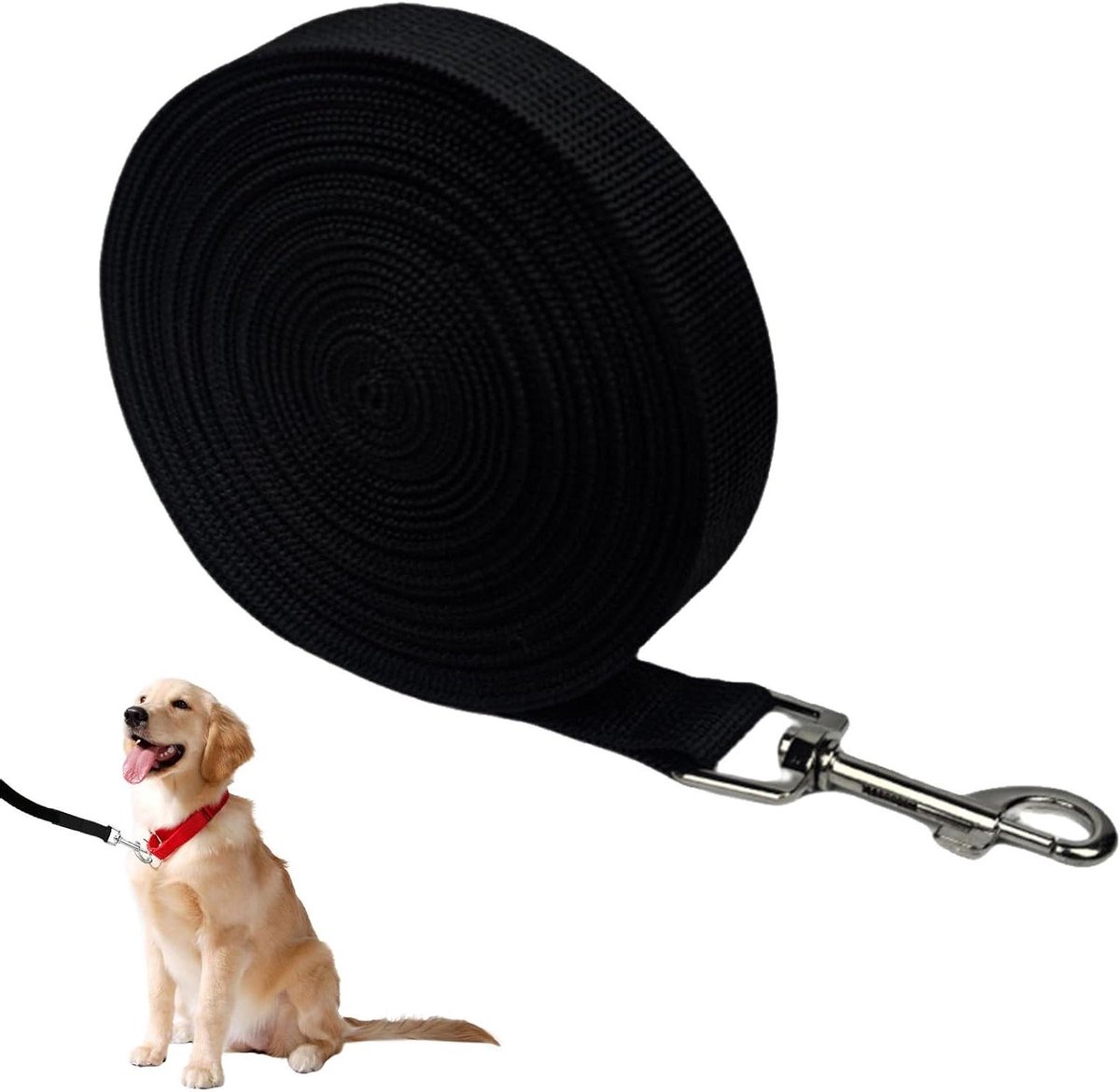 Hondenlijn - Opleidingslijn - Vrije Beweging - Extra Sterk Nylon - 10 Meter - Zwart
