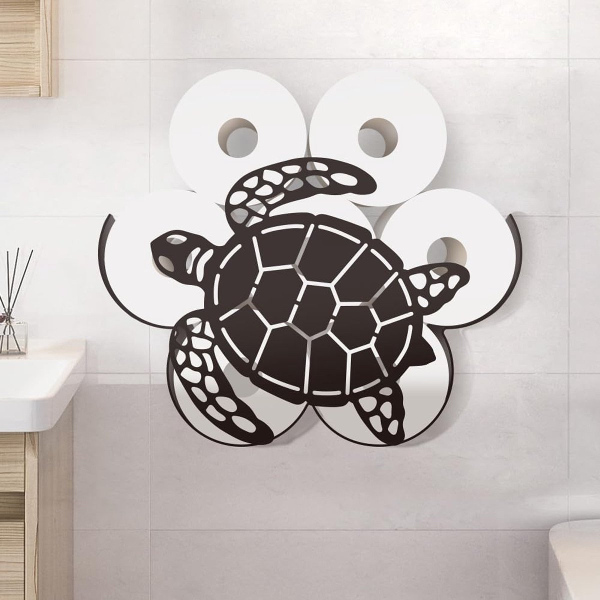Turtle Toilet Paper Houder - Grappige Dieren Toiletpapier Organizer van Metaal voor Badkamer, Vrijstaand en Decoratief voor Thuis en Kantoor