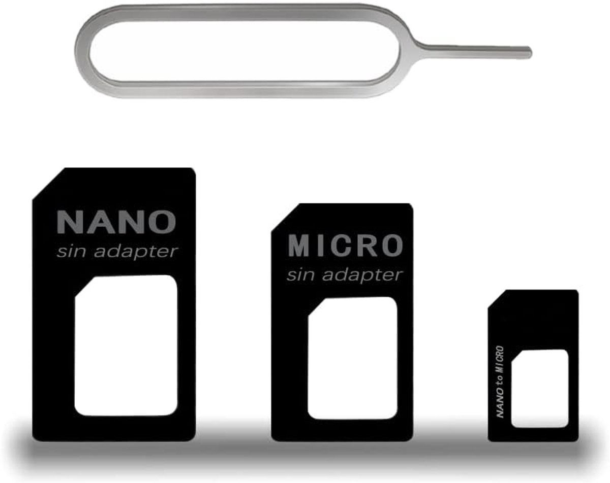 3-in-1 Nano SIM Kaart Adapter Set met SIM Eject Pin, Geschikt voor Smartphones en Tablets, Handige SIM Oplossing