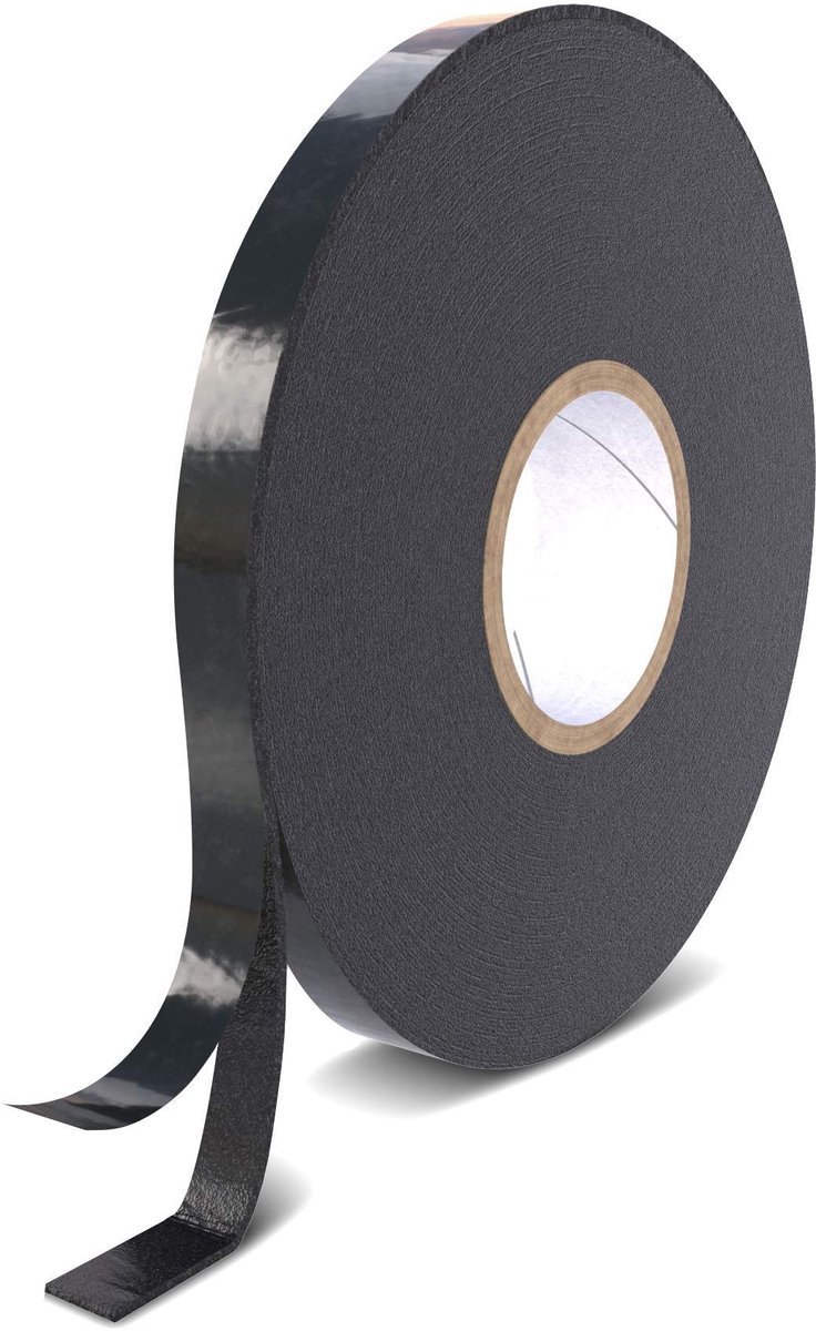Dailygoods- Dubbelzijdig Plakband Extra Sterk - Montagetape Dubbelzijdig - PE-schuim Tape - Zwart Plakband - 12 mm x 10 m - Duurzaam en Sterke Kleefkracht