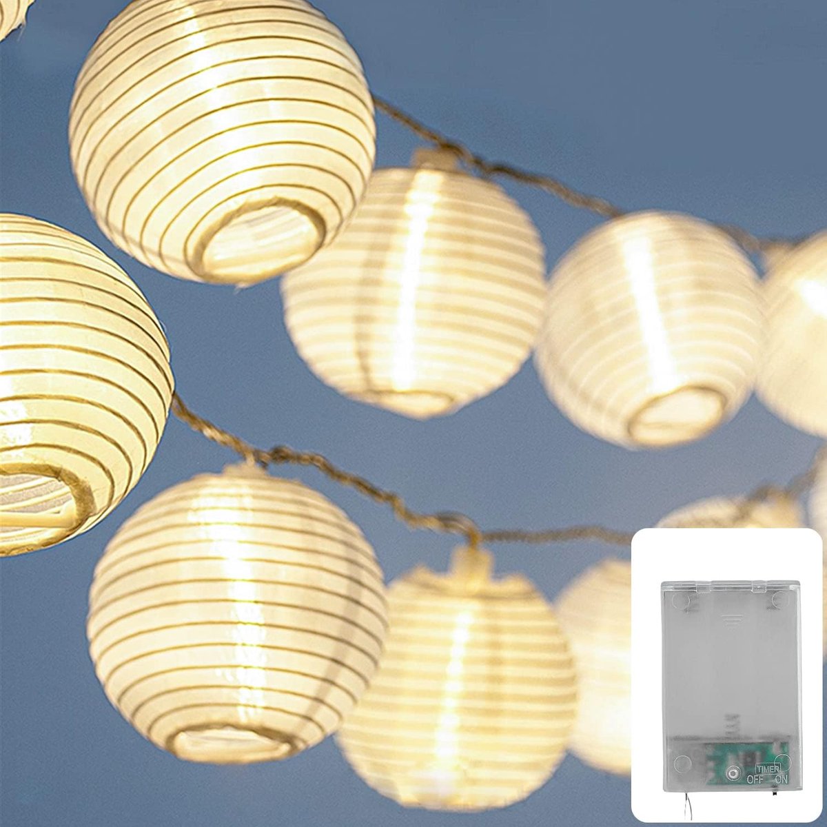 Thijox - Lichtketting LED Lampjes op Batterijen 20 Leds 7 Meter Warm Wit met Timer en 8 Modi - Decoratieve Lampions voor Buiten en Binnen, Tuin, Feest