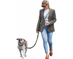 Thijox - FREUDENTIER Schouderriem voor Honden - Traploos Verstelbare Hondenleine 3m voor Kleine, Middelgrote & Grote Honden - Olijfgroen, 25mm Breed -