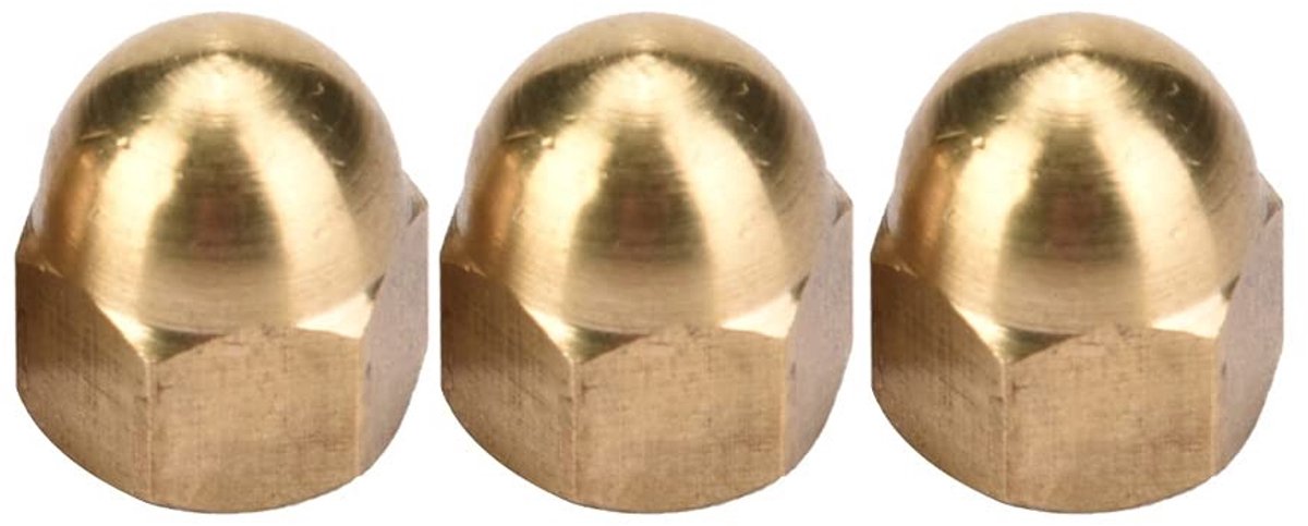 Domevormige Messing Acorn Moeren Set - M6 Hex Moeren, Silicoon Afdekking en Voertuig Bevestigingsmiddelen (20 Stuks)