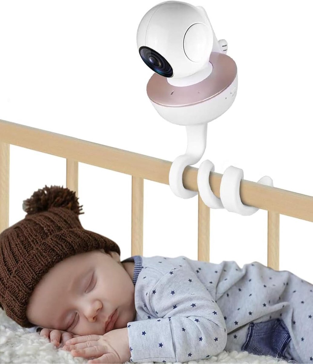 Thijox - Universele babyfoonhouder wandmontage, flexibele camerastandaard zonder boren voor kinderkamer, compatibel met de meeste babyfoons en telefoo