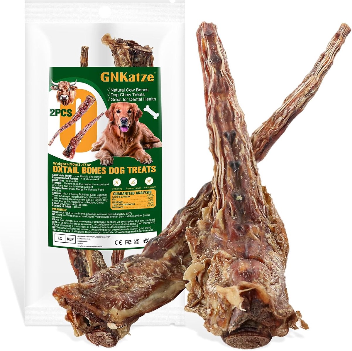 Thijox - Natuurlijke Runderstaarten voor Honden - Duurzame Tandtraktatie - 2 Stuks - Grasgevoerd Rundvlees - Gezond en Verteerbaar - Perfect voor Spee