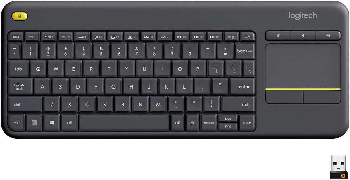 SnelShoppen - Draadloos Touch Toetsenbord met Touchpad voor TV, PC, Laptop, Windows, Android, Chrome OS - Zwart, Eenvoudige Mediabediening, QWERTY Ind