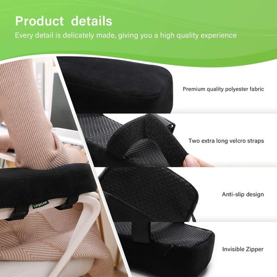 Thijox - LargeLeaf Extra Dikke Stoel Armsteun Kussens - Elleboog Kussen Drukverlichting Bureaustoel Gaming Stoel Armleuning met Memory Foam Pads - 2-d van thijox — afbeelding 2