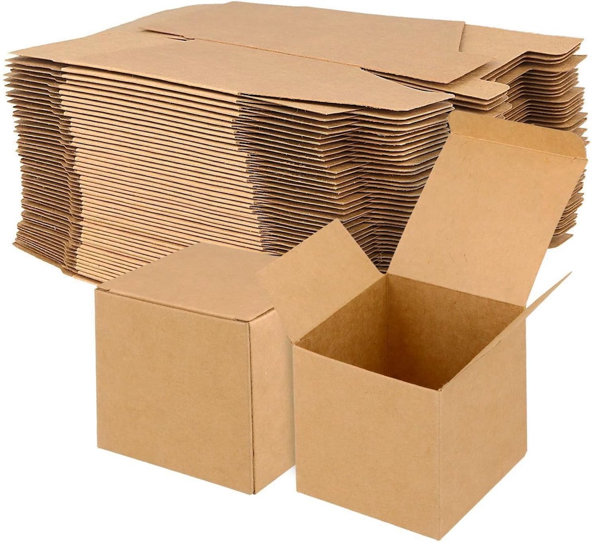 100 Stuks Kraft Papieren Cadeau Dozen met Deksel, 8x8x8cm, Makkelijk te Monteren voor Trouwen en Verjaardagsfeesten, Perfect voor Geschenkverpakking