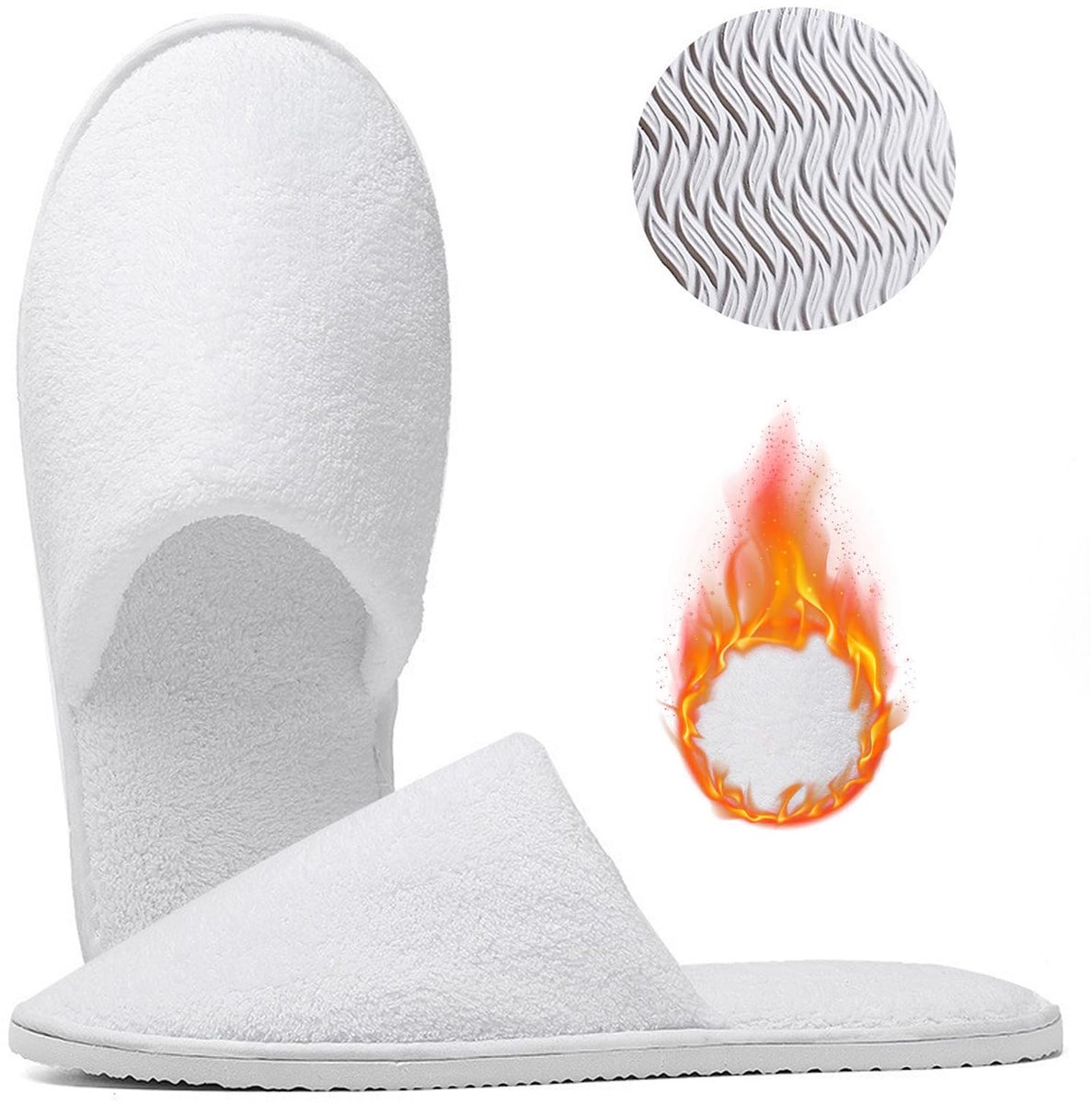 Antislip Pantoffels, Reisschoenen en Saunapantoffels voor Gasten, Wasbaar, Wit, 39/42 EU