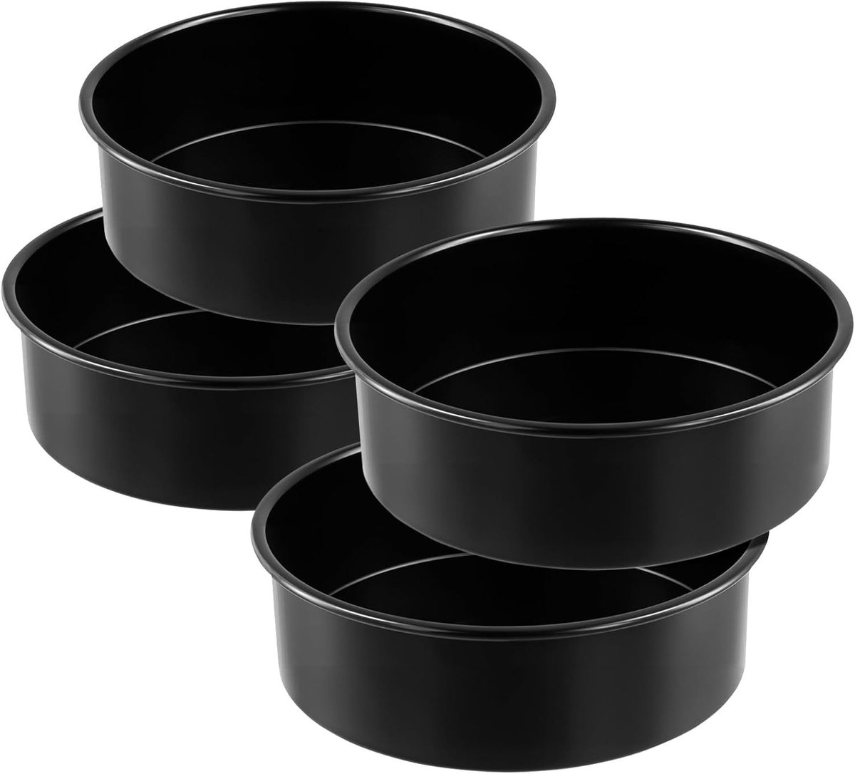 Diepe cakeblikken set van 4, 20,3 cm ronde vorm, antiaanbaklaag, ideaal voor verjaardagstaarten en bruiloften, eenvoudig te reinigen