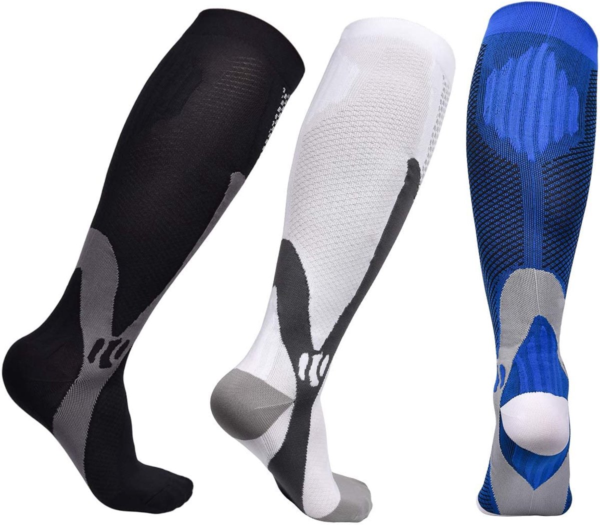 3 paar compressiekousen voor dames, kleurrijke trombose kousen met 20 – 30 mmHg compressiekousen voor sport, geneeskunde, hardlopen, reizen, vliegen, zwangerschap, verpleegsters