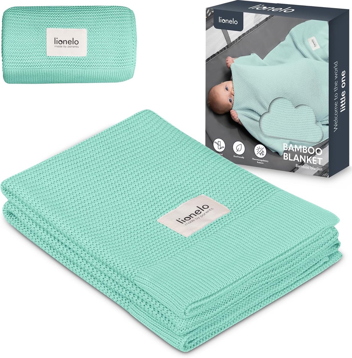 Thijox - Zachte Bamboe Babydeken 100x75 cm - Ademend, Hypoallergene en Huidvriendelijke Deken voor Pasgeborenen - Mintgroen, Termoregulerend voor Elke