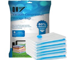 SnelShoppen - QH Premium Vacuüm Opbergzakken 60x40cm - 6 Stuks - Ideaal voor Kleding, Beddengoed & Kussens - Ruimtebesparend, Waterdicht en Herbruikba