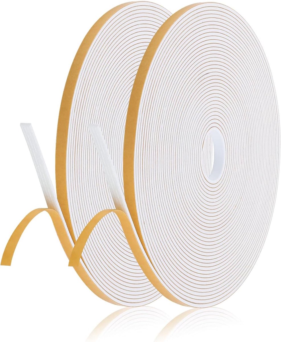 Thijox - Schuimrubberen Afdichtingstape 6mm x 1,5mm - 2 Rollen Tochtstopper voor Raamdeur en Airconditioner - Sterke Kleefband voor Deuren en Ramen -