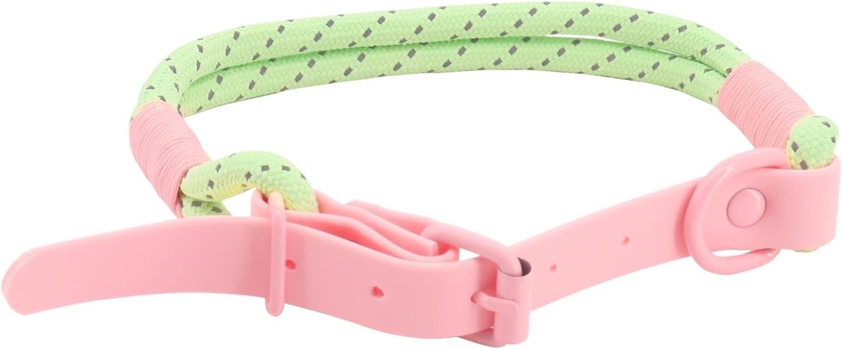 Hondenhalsband voor Puppy en Kleine Honden, Verstelbare Halsbanden in Roze en Groen, Comfortabel en Duurzaam