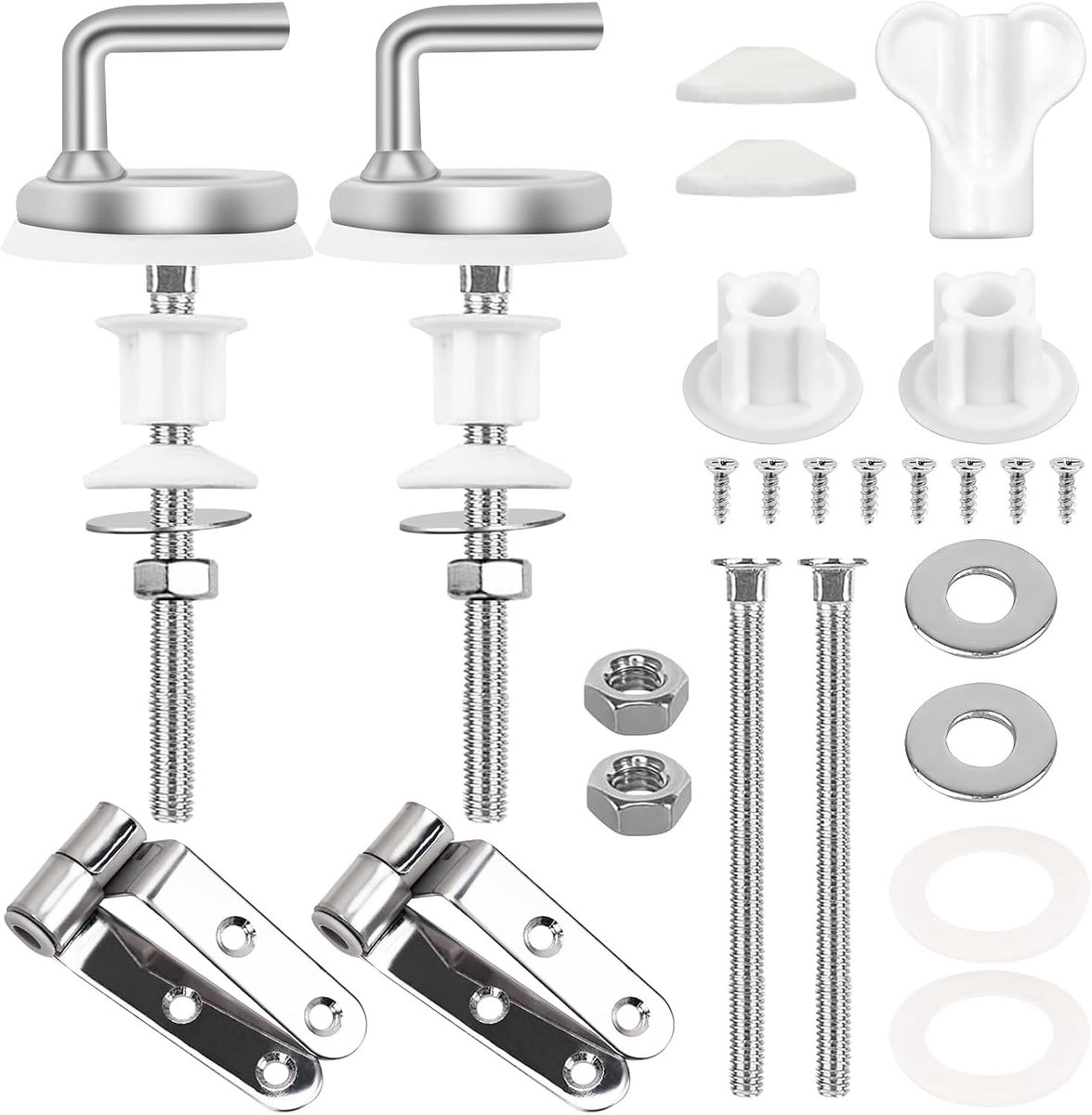 Universele Toiletbril Bevestiging - 2 Stuks RVS Scharnieren en Reserveonderdelen - Toiletaccessoires met Oplosbare Schroeven