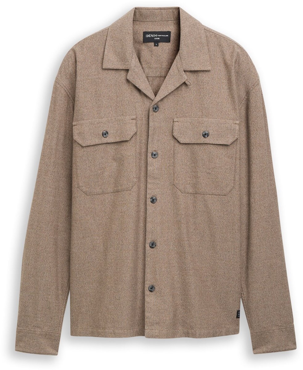 Tom Tailor Denim - Overhemd met losse pasvorm van Oxford-stof - Maat L - brown grindle structure